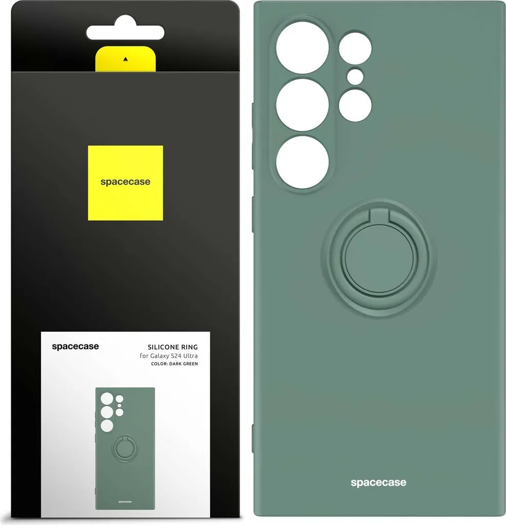 Custodia in silicone SPACECASE Custodia ad anello in silicone per Galaxy S24 Ultra Green