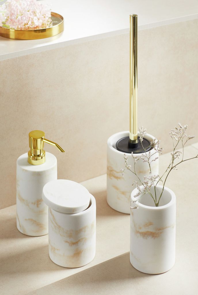 WENKO WC-Garnitur Odos weiß, gold Stein Produktbild 3