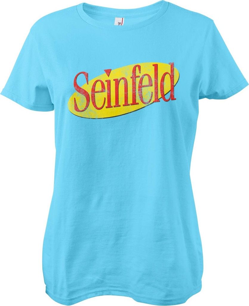Seinfeld Washed Logo Girly Tee - Large - Skyblue