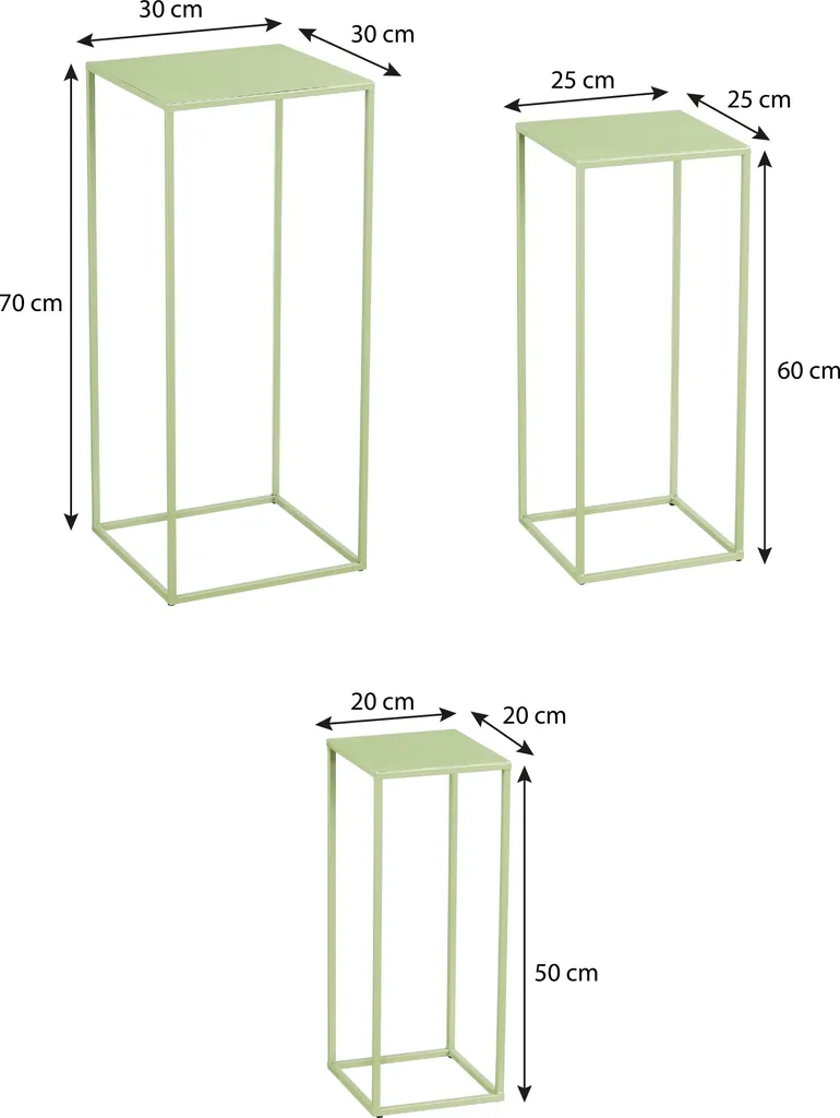 Table d'appoint en fer robuste Quinty, design minimaliste, set de 3 - 2