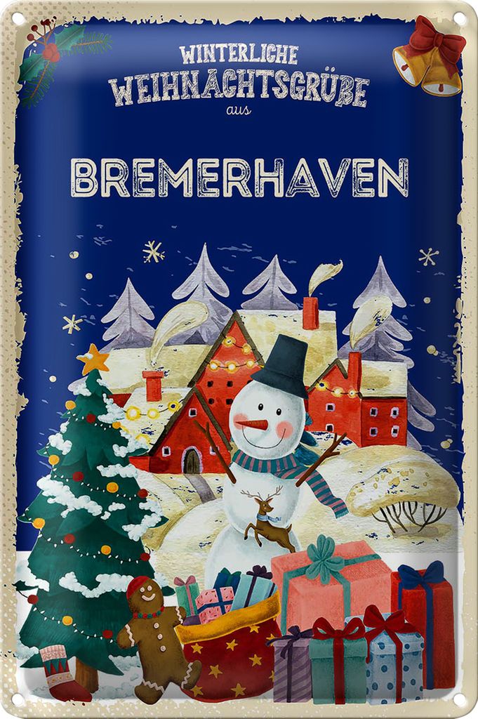 Blechschild Weihnachtsgrüße aus BREMERHAVEN 20x30cm