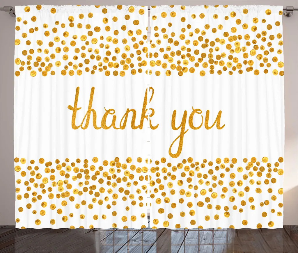 ABAKUHAUS Grazie Tenda rustica, Yellow Tone Dots Cursive, Soggiorno Nastro universale Tende con passanti e ganci, 280 x 245 cm, Giallo scuro