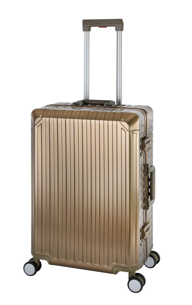 Travelhouse Tokyo Alu Reisekoffer Champagner M-66cm Hartschalenkoffer Reisetrolley Suitecase Trolley 2X TSA Zahlenschloss 4 Doppelräder 360° Rol...