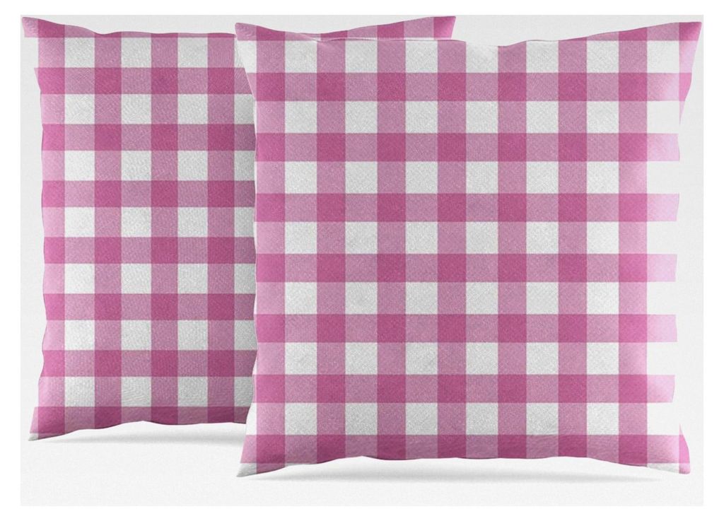 Gingham-Kissenbezüge 2er-Pack 40x40cm Dekorative Kissenbezüge Pastell Kariert Rosa Quadratisch für Sofa Couch Wohnzimmer Schlafzimmer