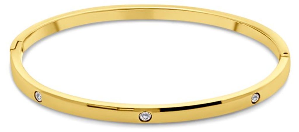 8CB-91382 – CO88 collection Bangle met Zirkonia steentjes – Zilverkleurig – Luxe Dames Armband