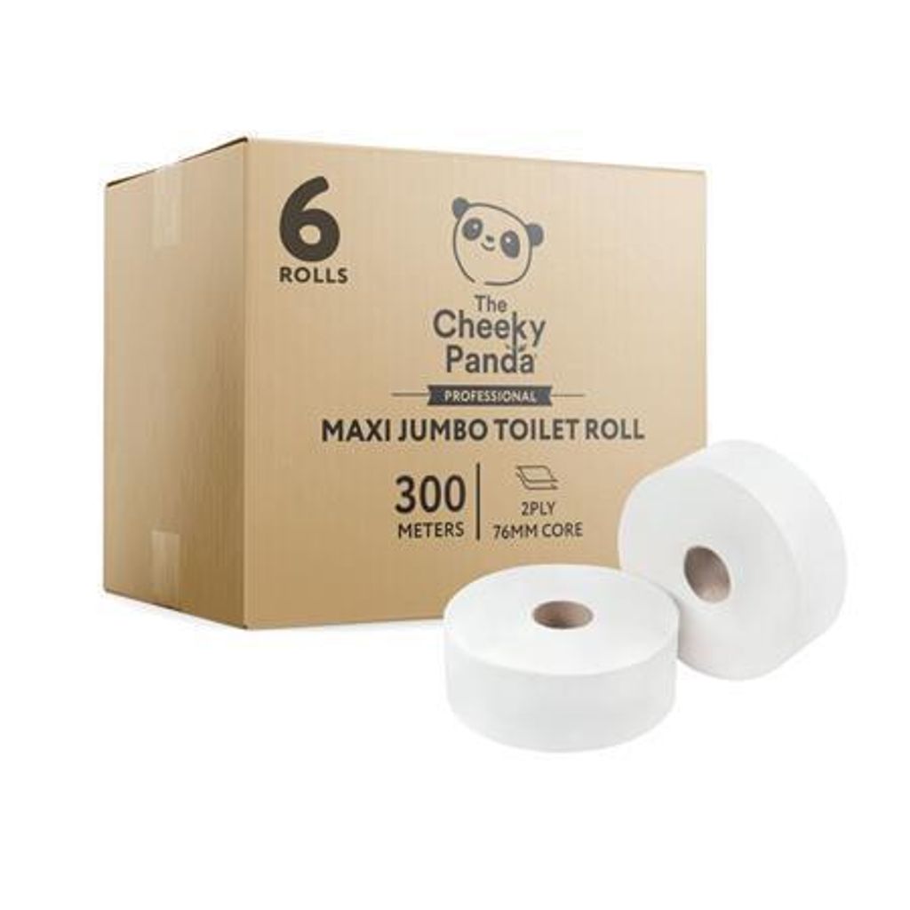 Toilettenpapier, weiß, Bambus, 2-lagig, 300 m, Durchmesser 24,2 cm, 6 Rollen, CHEEKY PANDA 76-PFMAXJRL6