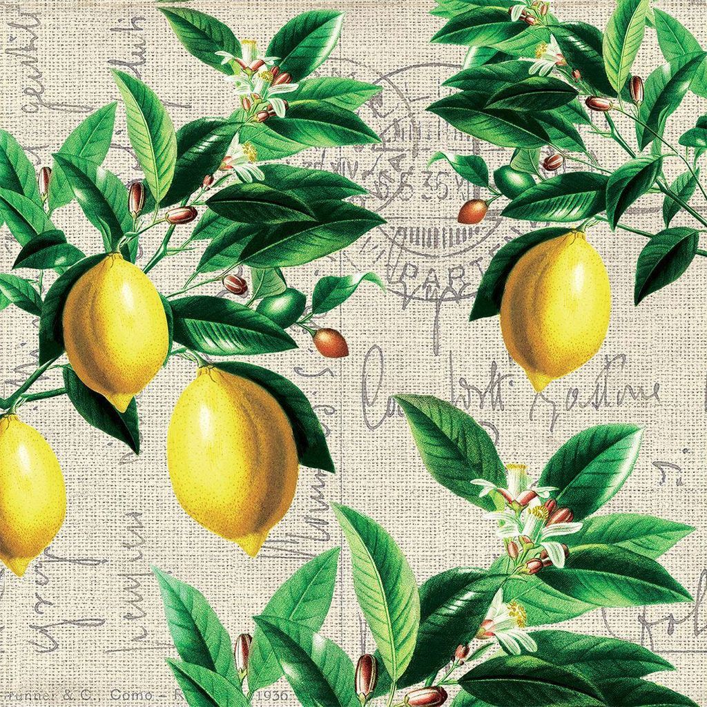 20 Servietten Capri - Vintage-Zitronen 33x33cm