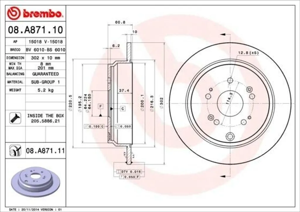 Disque de frein arrière pour Honda CR-V III et IV séries RE et RM