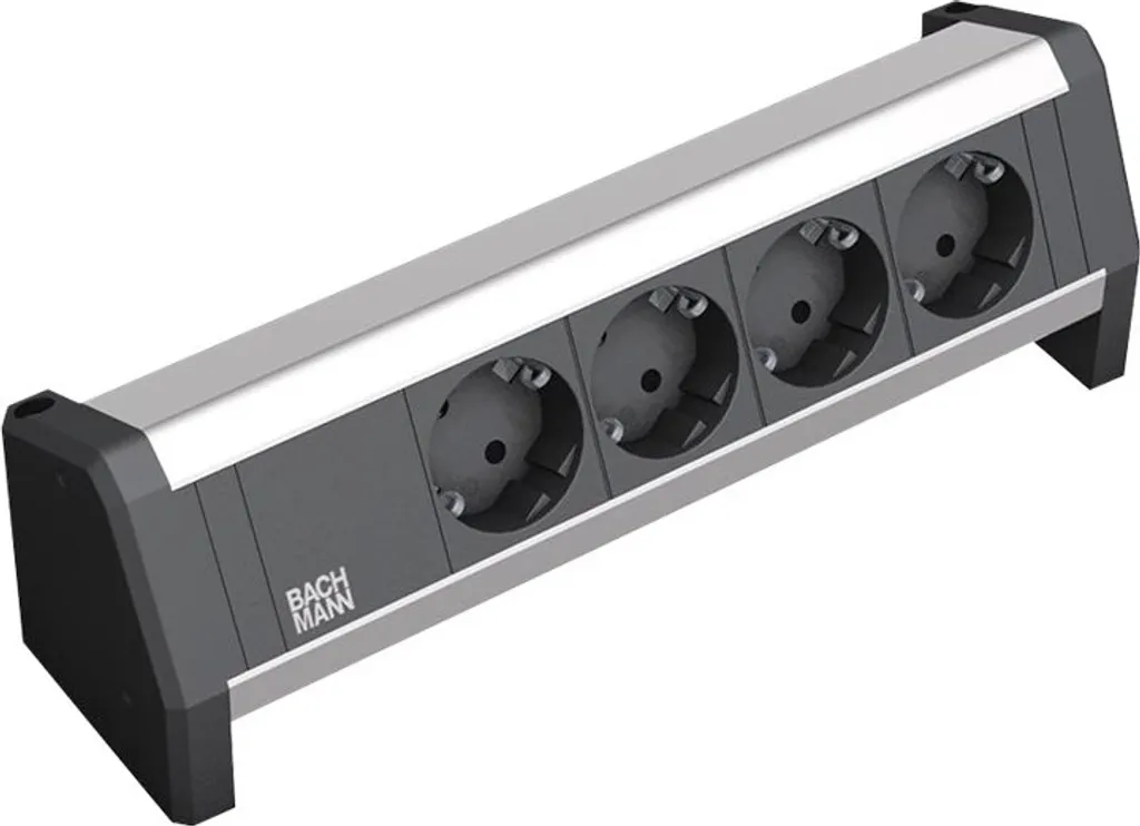 Bachmann DESK 1 902.0049 Bâti de 4 Prises GST18 Noir et Aluminium Anodisé