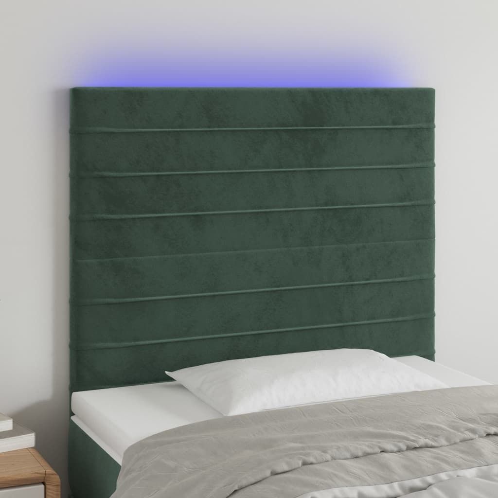 Möbel LED Kopfteil Dunkelgrün 90x5x118/128 cm Samt - Kopfteile 3122603