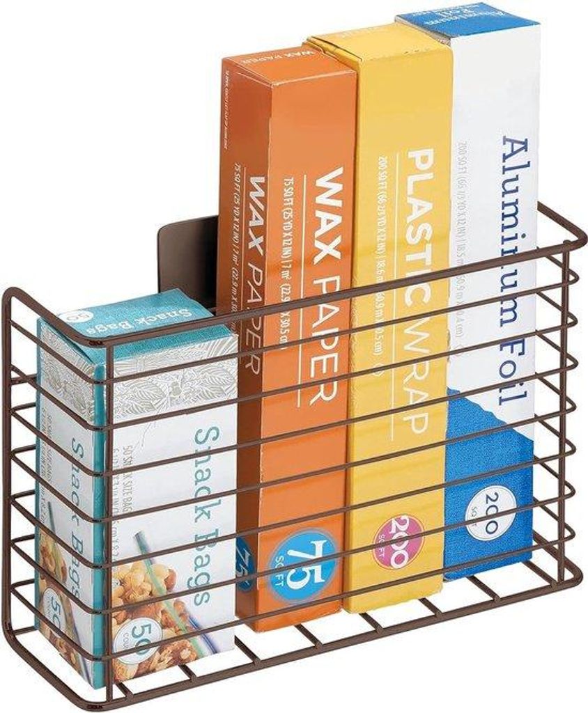 Metallener Kastenorganizer, Wandmontage, Bronze, für Küchenutensilien