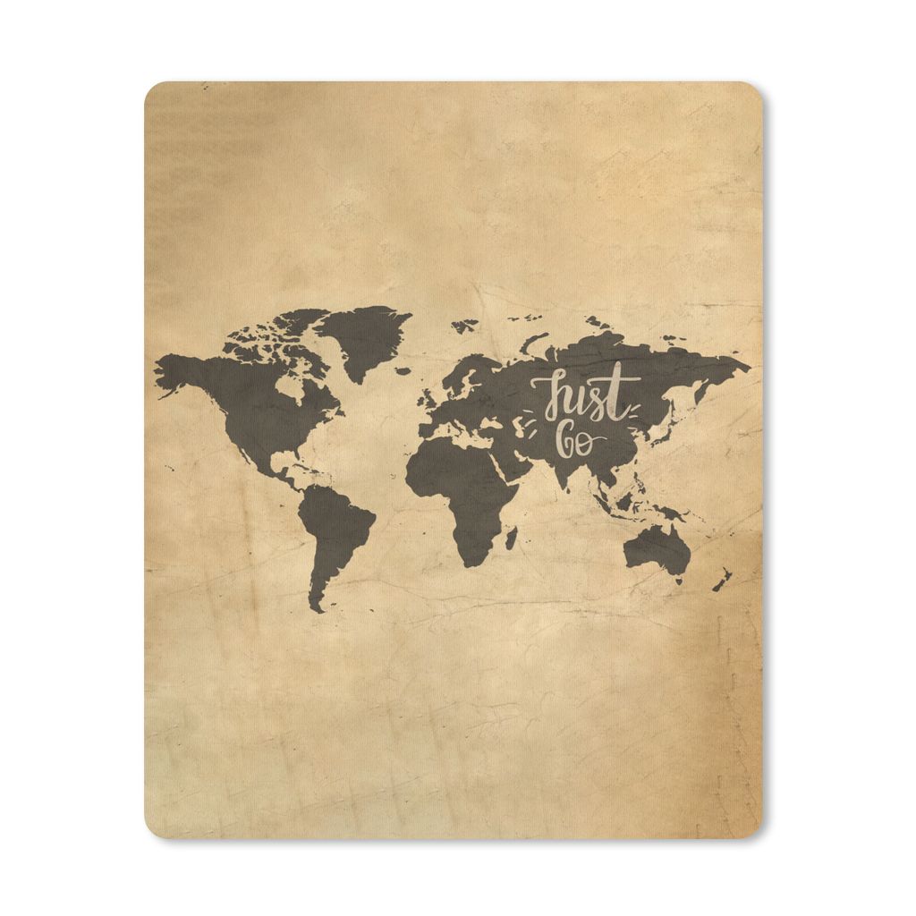 MuchoWow Mauspad Mousepad Weltkarte - Vintage - Zitate 30x40 cm - Mousepads - Maus Mat - Pad - Mausunterlage - Mausmatten