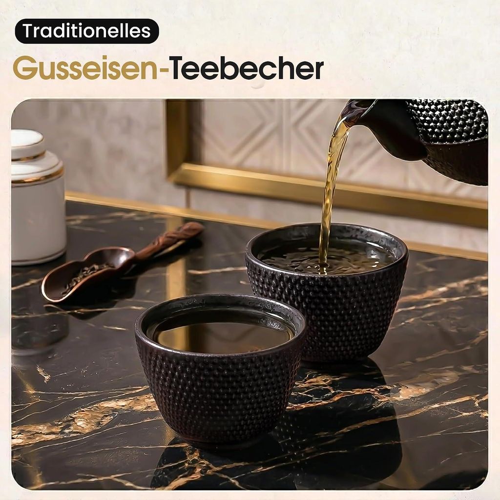 Service à thé asiatique Dimono en fonte noire | 4 pièces : Image du produit 