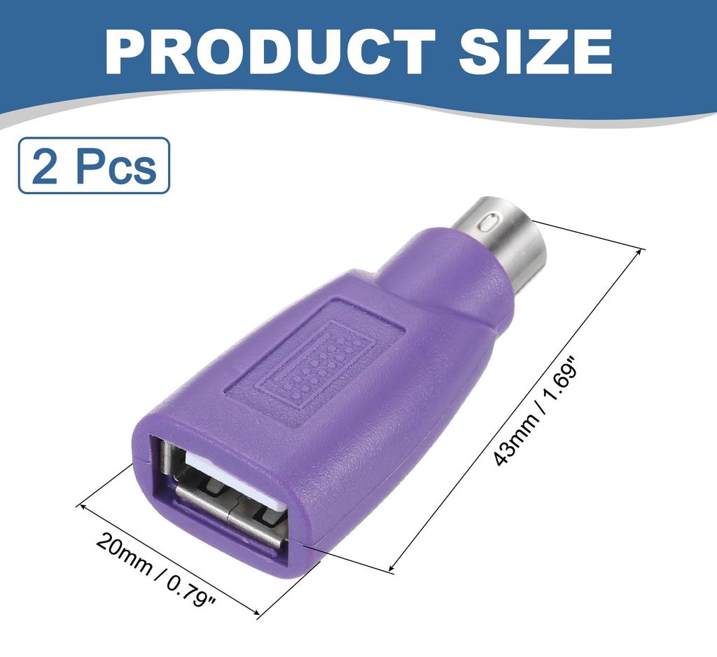 2 Stš¹ck USB auf PS/2 Tastatur Adapter, Keyboard Konverter PS/2 fš¹r Tastaturen Passiver Adapter, Violett