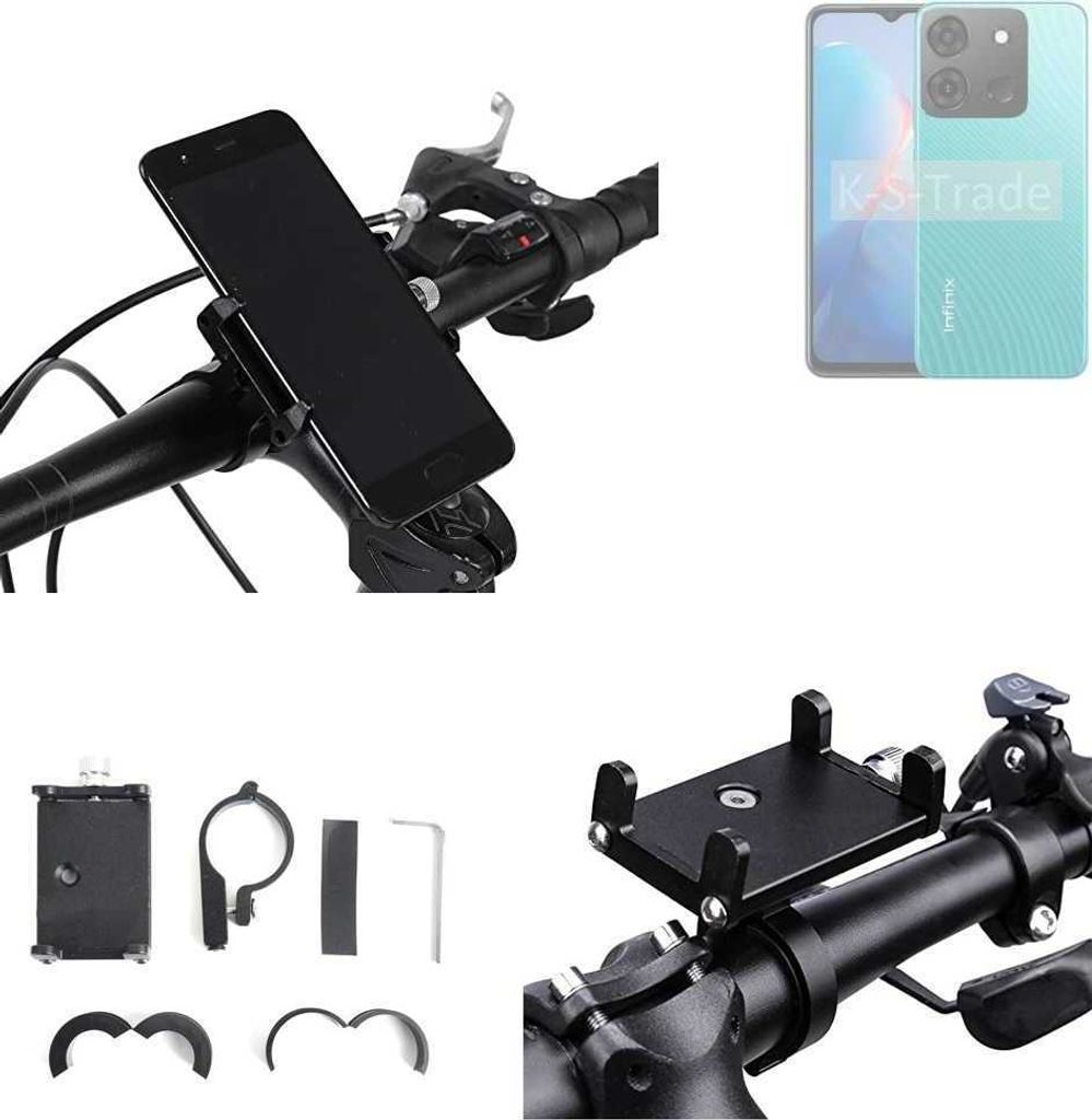 K-S-Trade Handyhalterung für das Fahrrad kompatibel mit Infinix Smart 7 (X6517) Halter Lenkstange Fahrradhalterung Motorrad Bike Mount Befestigung