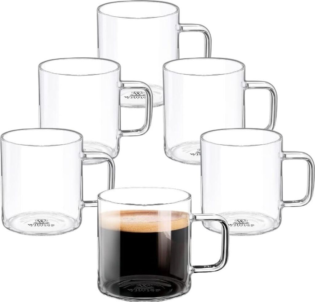 Wilmax Tee- und Kaffeegläser mit Henkel | 6er Set | 200 ml Produktbild 