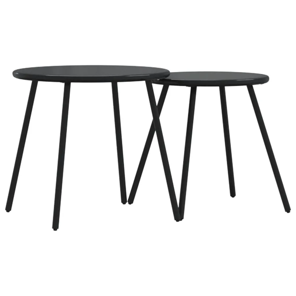 SYFAX™ Tavolino Giardino 2pz Rotondo Nero Acciaio Verniciato a Polvere
