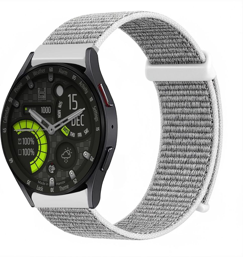 Smartwatch Armband für Samsung Galaxy Watch6 40mm Nylon Textil Band Ersatzband Wechselband Klettverschluss flexibel atmungsaktiv Grau