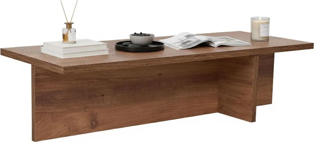 Table Basse Marmorito Chêne Marron 120x45 cm : Stable et Facile à Monter