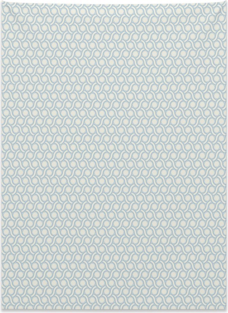 Abakuhaus Elfenbein und Blau Wandteppich, Kreise Streifen aus Weiches Mikrofaser Stoff Kein Verblassen Klare Farben Waschbar, 110 x 150 cm, Elfenbein