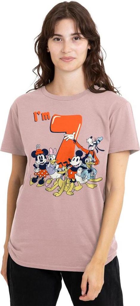 Mickey Mouse & Friends - T-Shirt für Damen, 7. Geburtstag TV25358 (XL) (Pink)