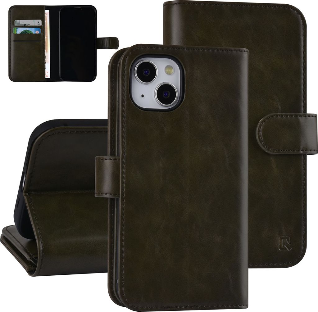 UNIQ Accessory Book type case iPhone 13 & 14 - Card holder - Magnetic closure - Dark Green
