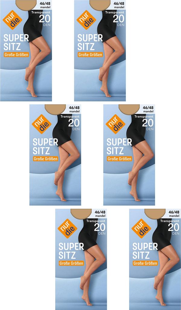NUR DIE 6-Pack Strumpfhose Supersitz Große Größen 20 DEN - mandel - 50-52