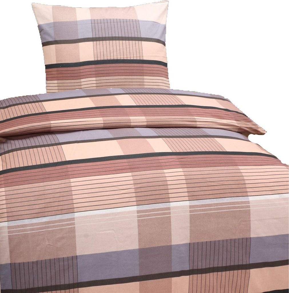 Hochwertige Baumwolle Bettwäsche Kariert Beige 135x200 Produktbild 