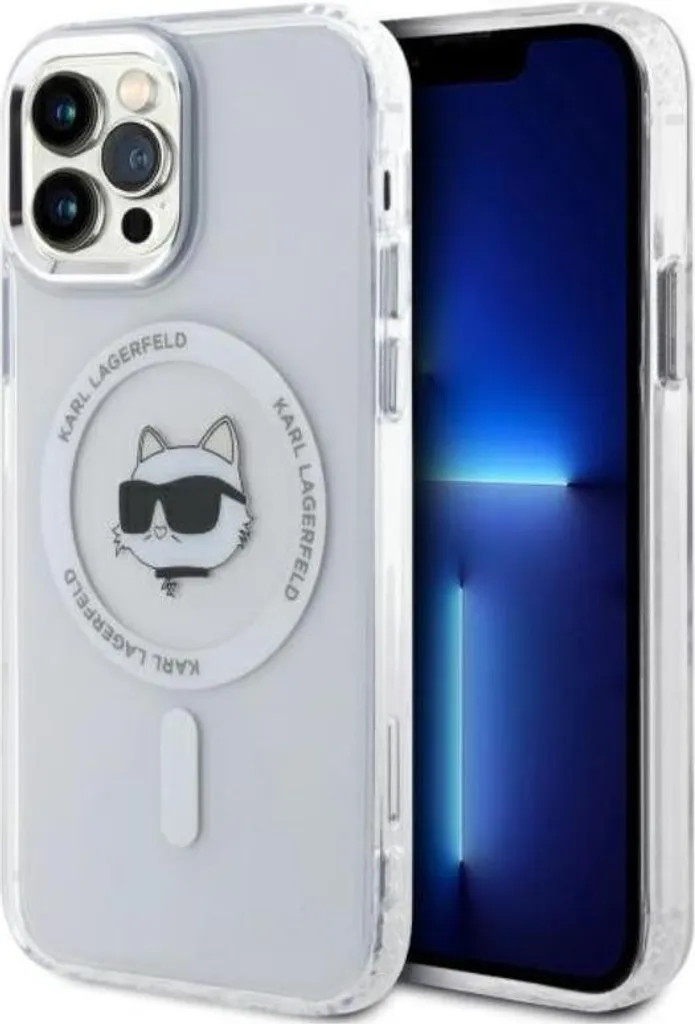 Cover MagSafe iPhone 12 Karl Lagerfeld Metallo Choupette Head White