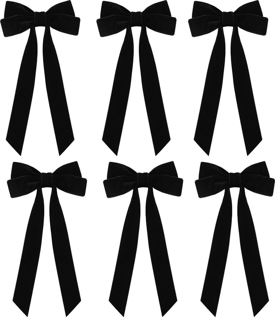 6-teiliges Set Samtschleifen-Weihnachtsbaumschmuck, Weihnachtsornamente für Heimpartys, festliche Weihnachtsdekoration, für drinnen und draußen