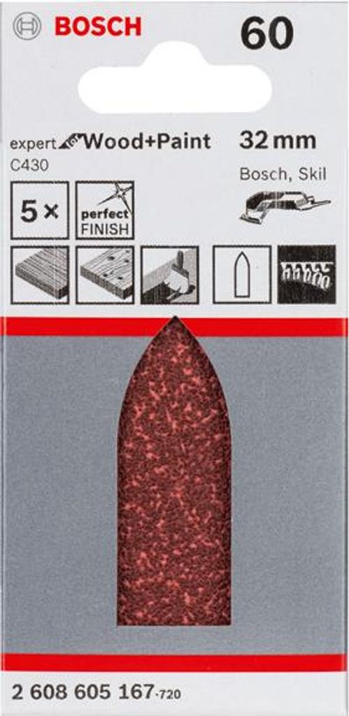 Schleifblatt C430, 32 mm, 60, ungelocht, 5er-Pack