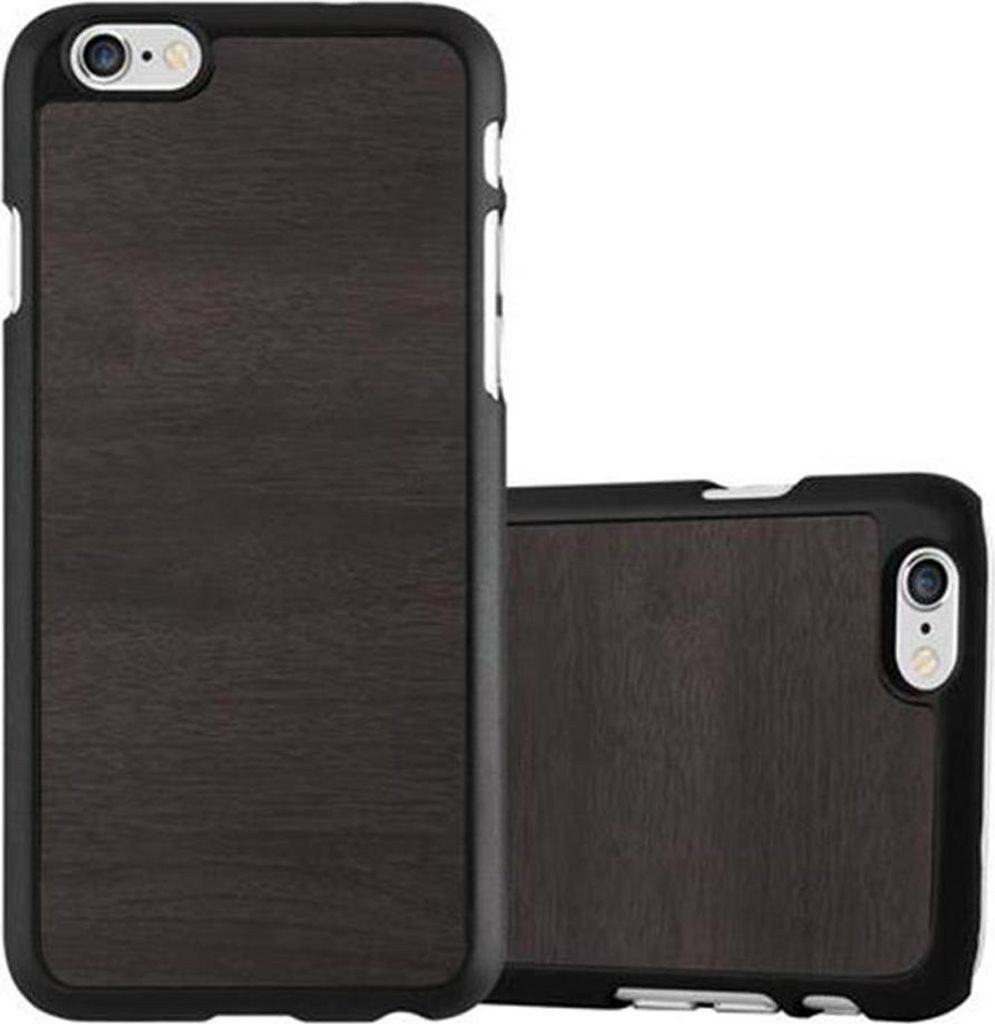 Cadorabo Hülle für Apple iPhone 6 / 6S Schutz Hülle in Schwarz Hard Case Etui Holz Optik Handyhülle