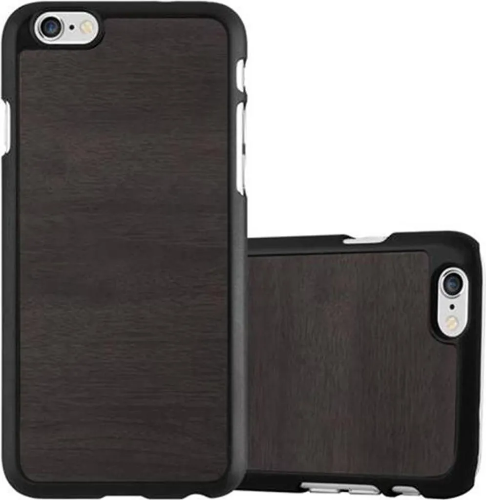 Cover iPhone 6 / 6S Cadorabo Woody Black - Custodia Rigida Design Vintage
