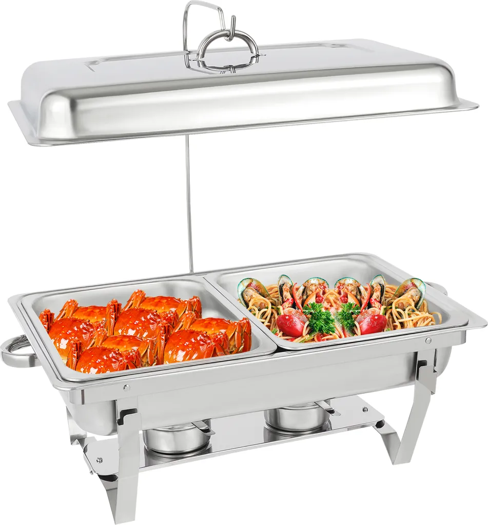 Chauffe-plats 4.5L en acier inoxydable rectangulaire pour buffet chaud