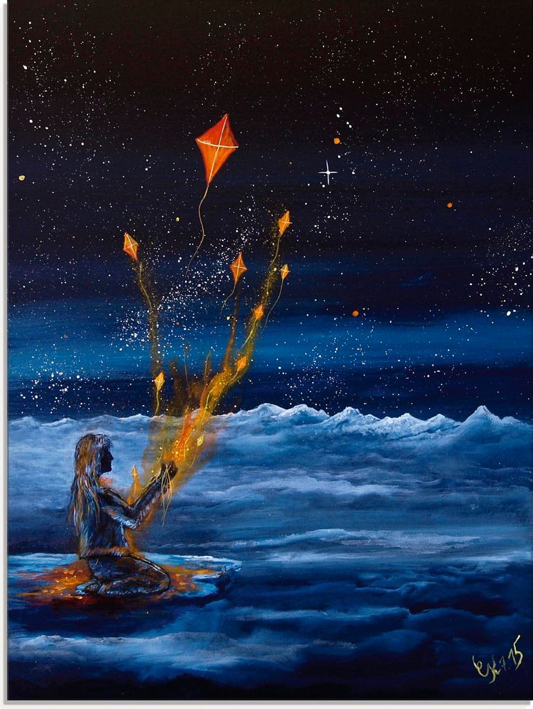 ARTland Glasbild Himmlische Drachen Größe: 45x60 cm