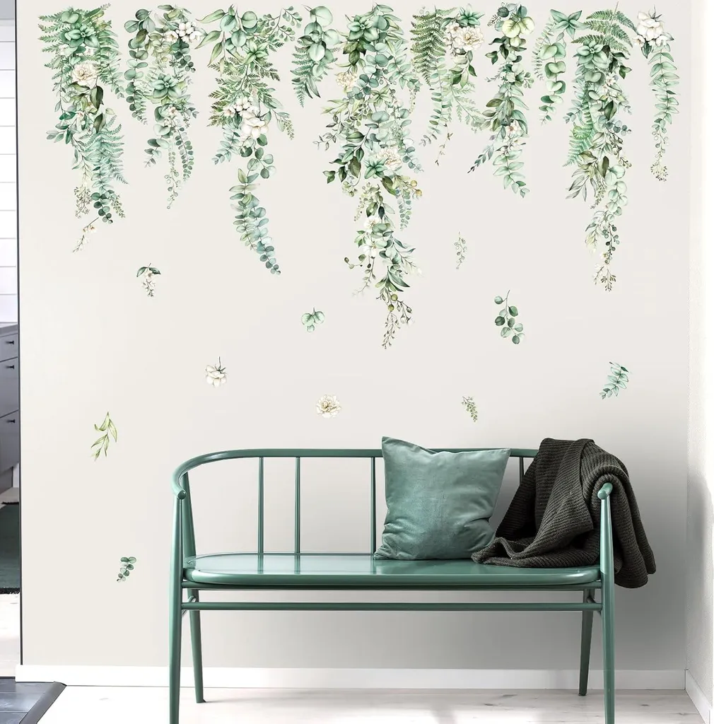Stickers feuilles vertes en vinyle imperméable - Décoration murale durable