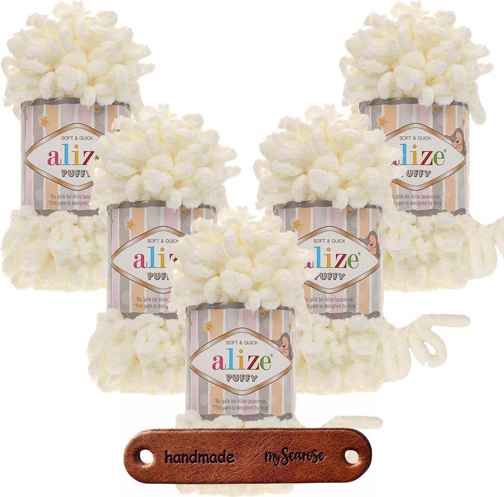 5 x ALIZE Puffy 62 Cream mit Label Produktbild 