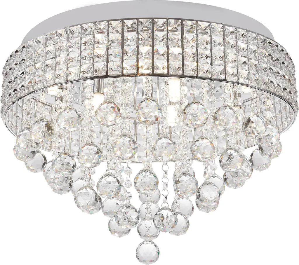 Lustre Plafonnier Design en Cristal et Chrome 50cm Zuma Line CAPRI