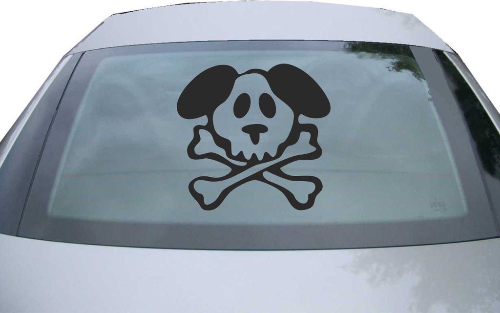 Indigos UG - Aufkleber Heckscheibe & Motorklappe DE6352 - schwarz - 600x572 mm - dog head skull - Auto Scheiben Fenster Heckklappe Tuning Racing JD...