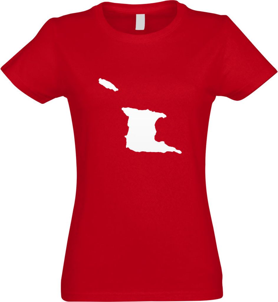 Kiwistar - T-Shirt tailliert - Damen - rot - Trinidad und Tobago Umriss - mit Motiv Bedruckt - Funshirt Design - Sport - Freizeit - Damen - S
