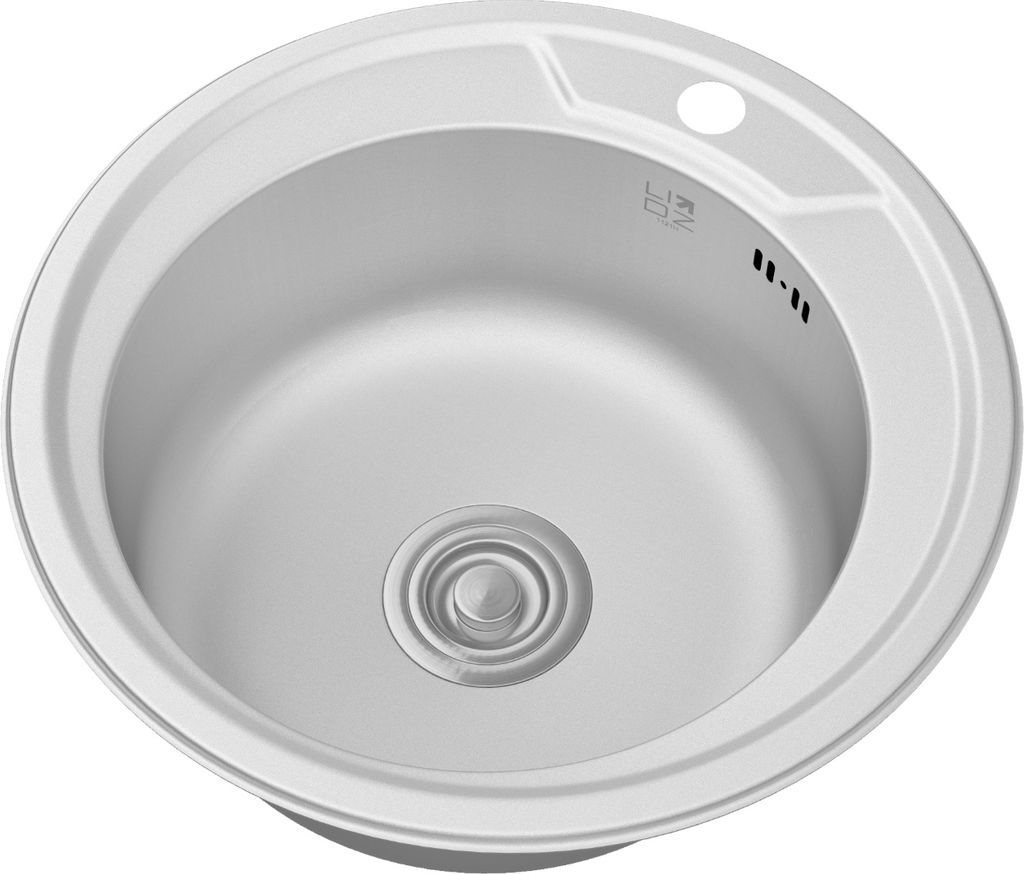 Granitan | Stahlspüle - Spülbecken 1-Kammer - 49x49x17,8 cm - Rund - Silber - Rundes 1-Kammer-Spülbecken aus Stahl Chrom 49