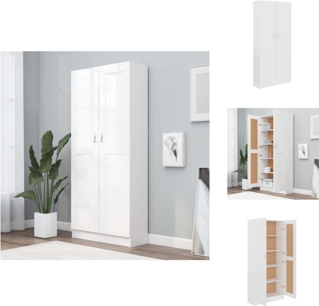 vidaXL Bücherschrank Weiß 82,5x30,5x185,5 cm Holzwerkstoff - Bücherregale & Bücherschränke