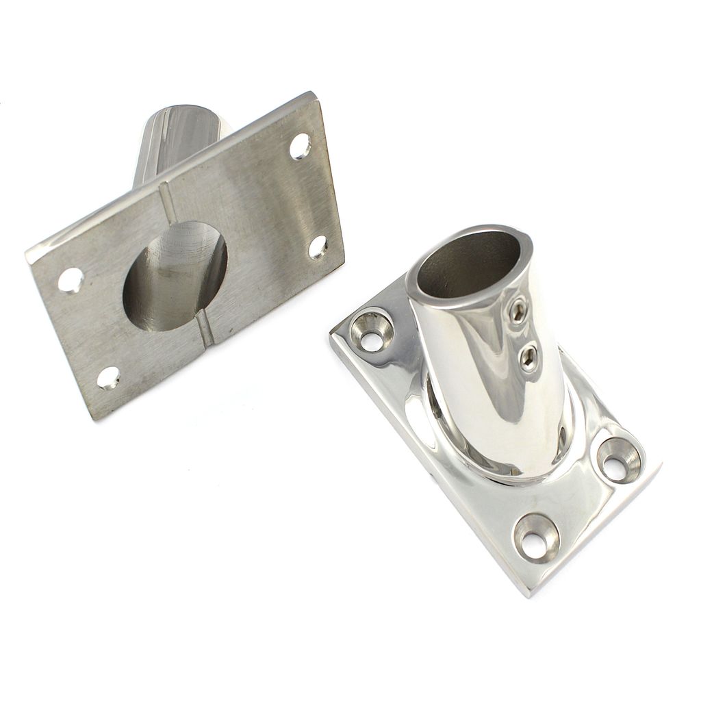 Relingfuss 60 Grad eckig 25mm V4A Reling Fuß Bodenplatte Edelstahl