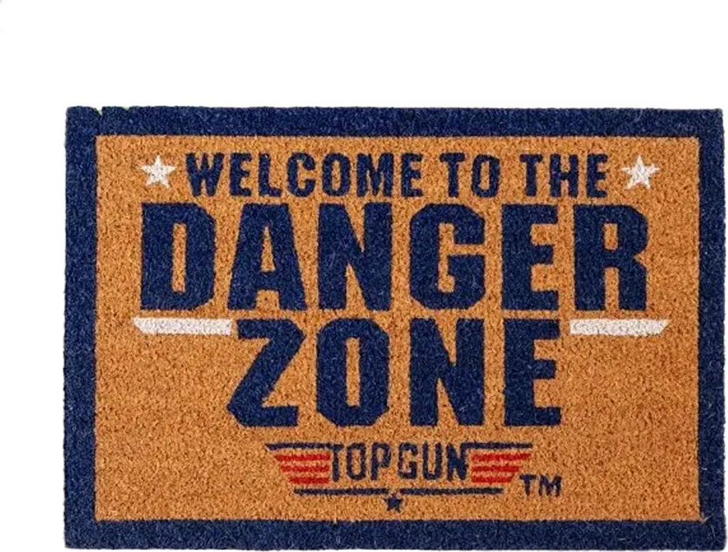 Paillasson Top Gun Danger Zone TT218 résistant et design Marron Bleu