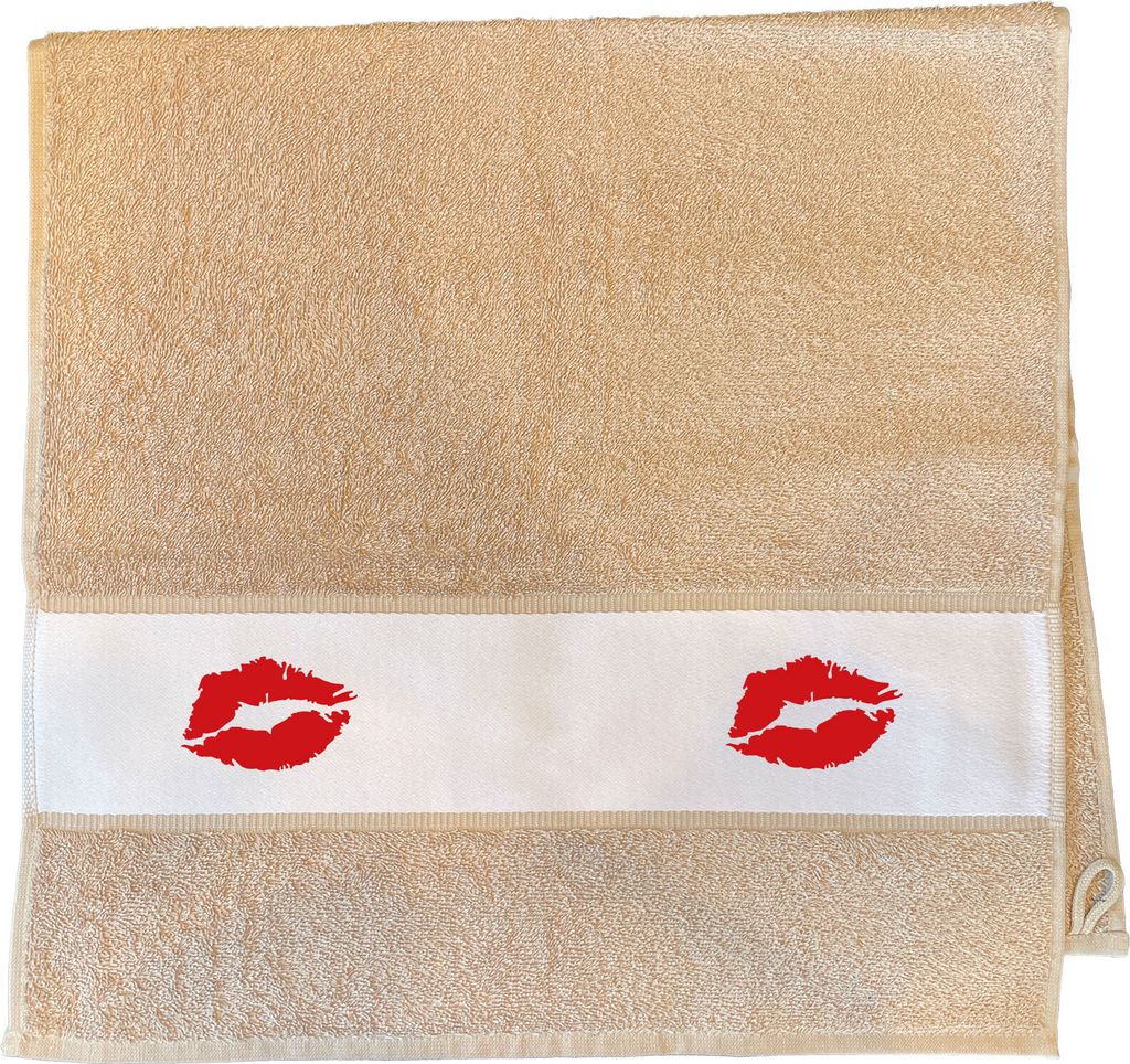 Huuraa Handtuch Kussmund Lippen 50x100cm Sand Baumwolle Handtuch Geschenkidee