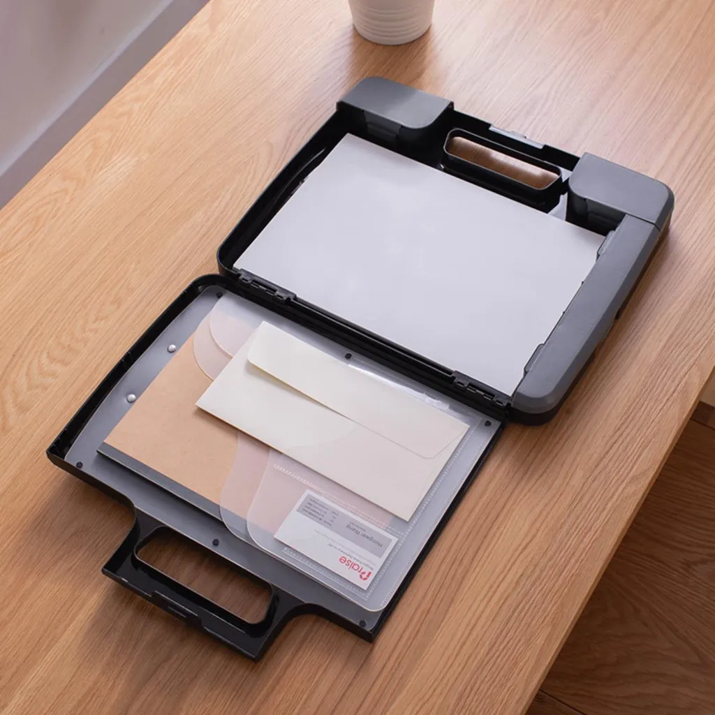 INF Boîte de Rangement Multifonction avec Bloc-Notes Bureau Mobile Noir - 4