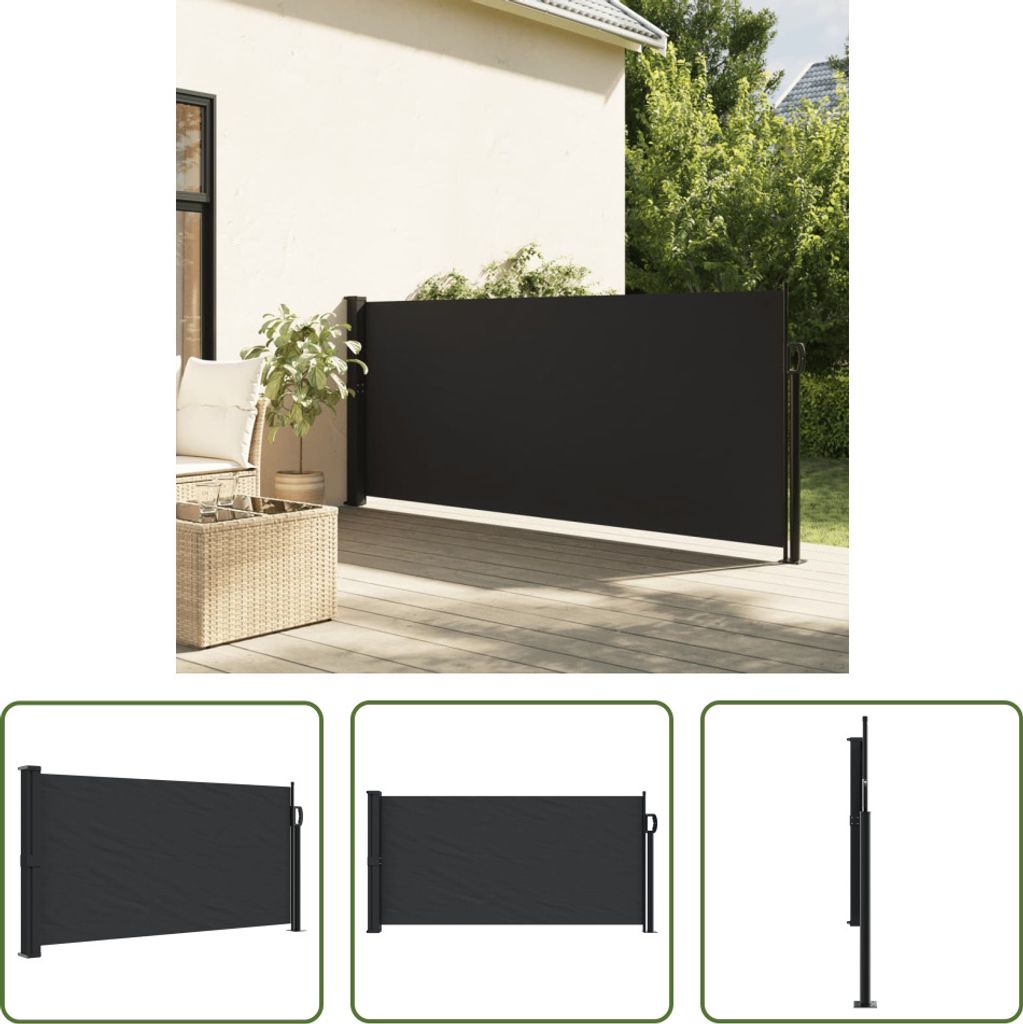 The Living Store Seitenmarkise Ausziehbar Schwarz 100x300 cm