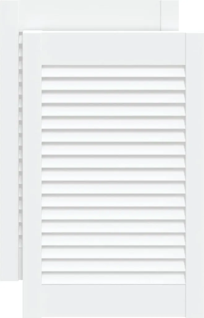 Set 2 Ante a Lamelle vidaXL 61.5x39.4cm Legno Massello Bianco