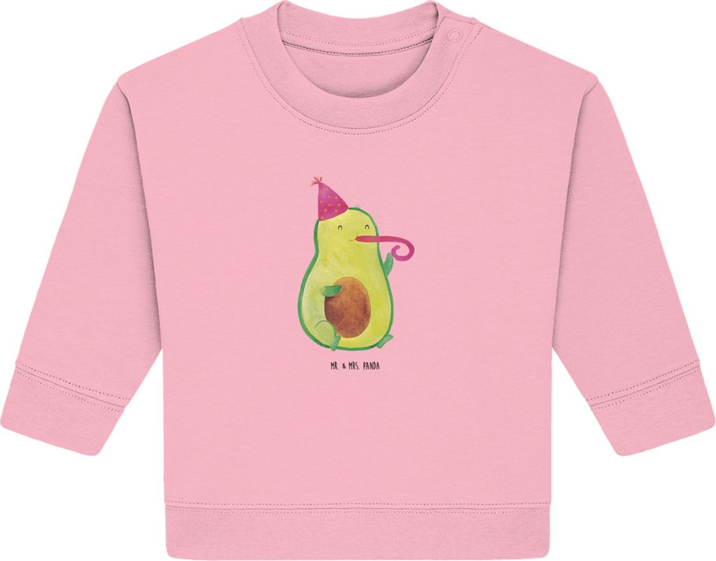 Mr. & Mrs. Panda Organic Baby Pullover Avocado Feier 12. - 18. Monat - Baumwolle Pink - Geschenk, Bullover, Gute Laune, Fete, Party, Geburtstag