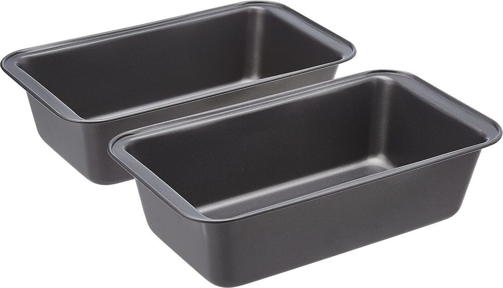 Rechteckig Brotbackform, 2er-Pack, antihaftbeschichtet, Kohlenstoffstahl, Grau, 27x15x7 cm
